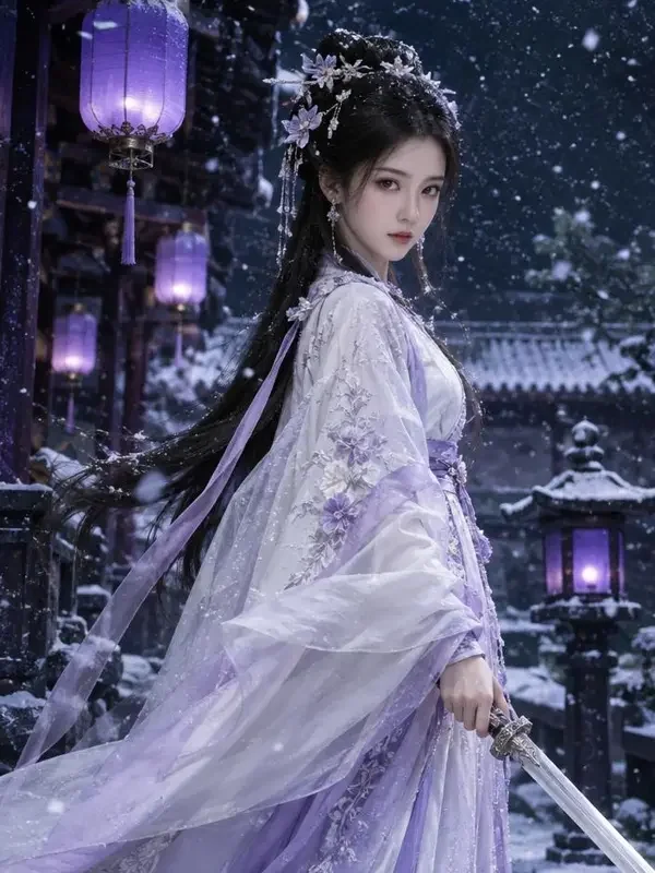 短剧《雪落长安刀》封面，古装题材，红果短剧 78 集合集